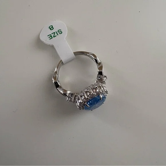 Bomb Party The 2424 Ring RG77681 Aqua Blue Ice Crystal Rhodium Plating - Picture 7 of 7